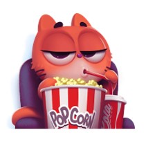 Cartoon Cat Eating Popcorn